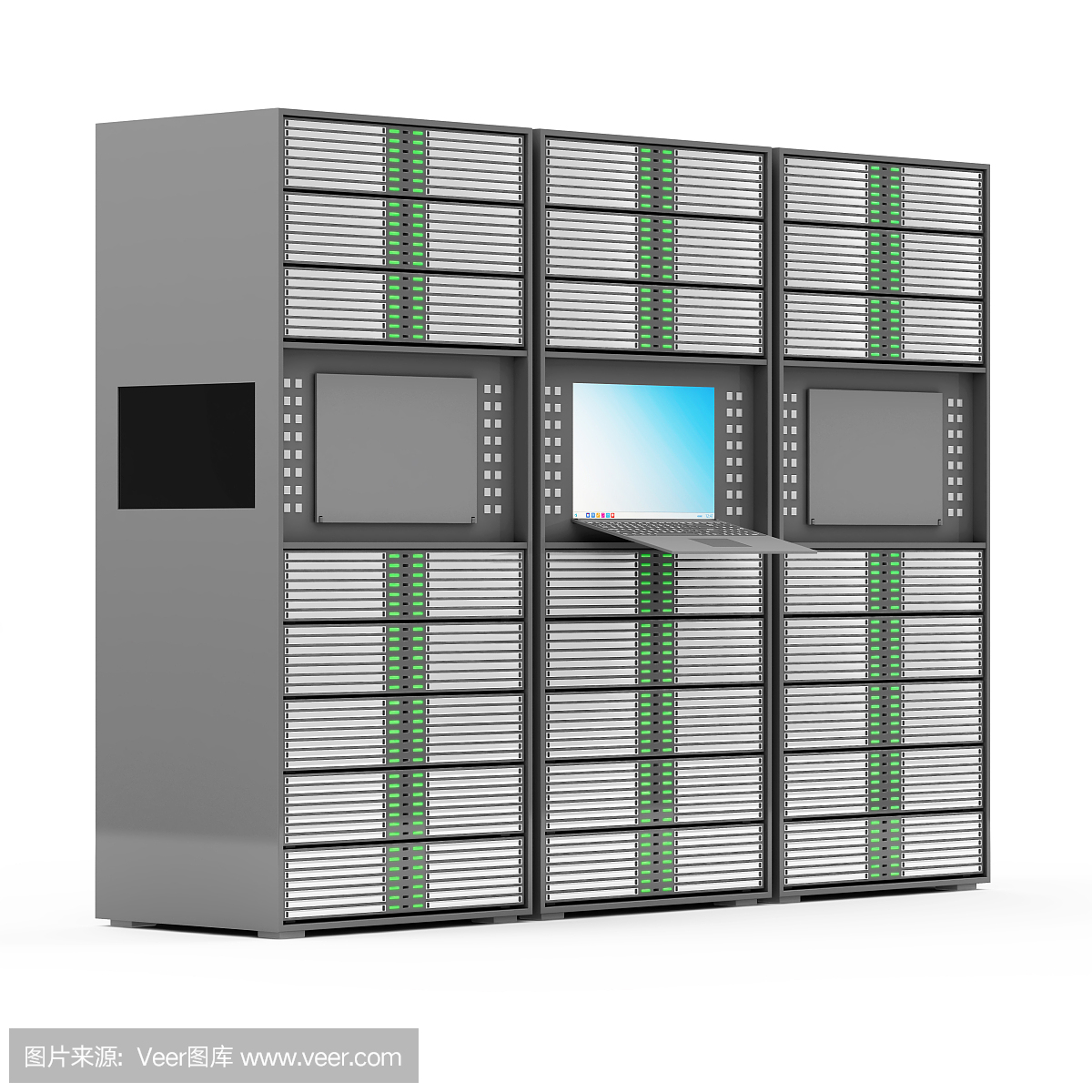 計(jì)算機(jī)服務(wù)器機(jī)架隔離在白色背景