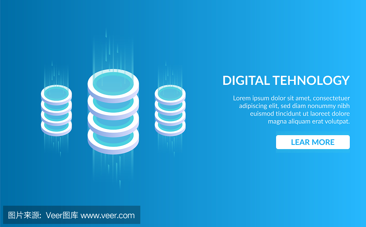 Didgital tehnology。大數(shù)據(jù)處理概念、未來能源站、服務器機房機架、數(shù)據(jù)中心。等距矢量插圖。